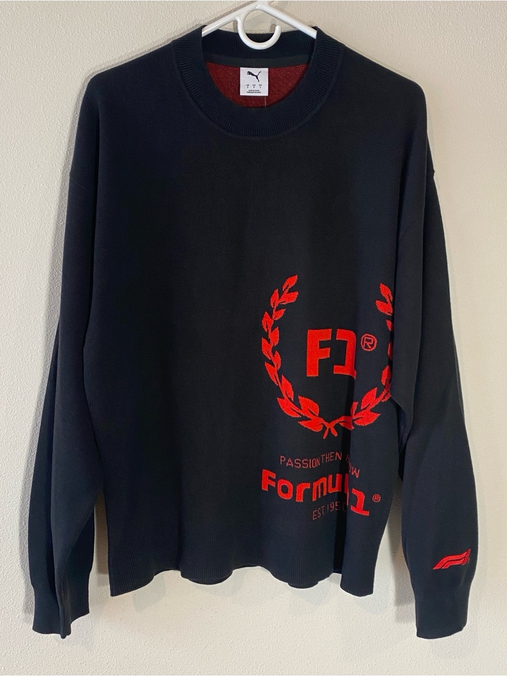 Puma F1 75 years Knited Crewneck Sweater Black Red $120 - Size Small